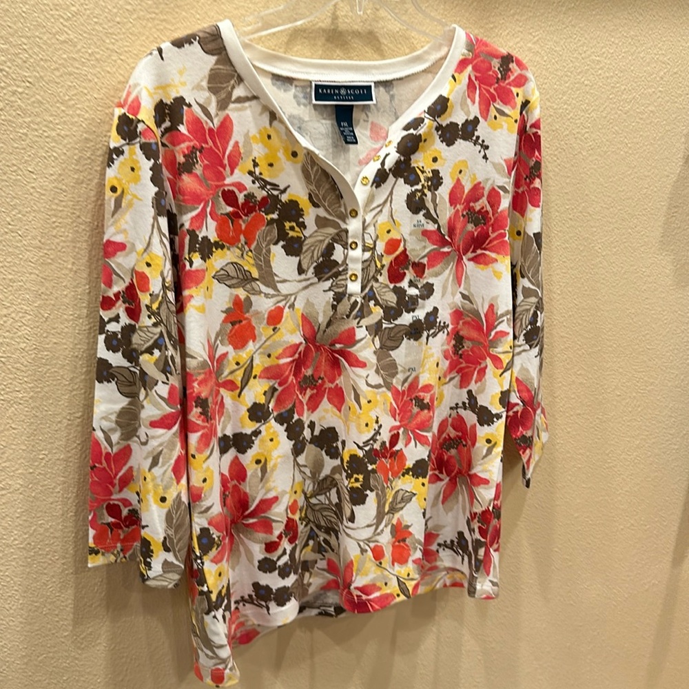 Floral Shirt Half-Button Up